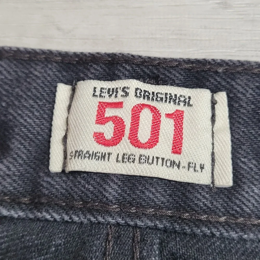 🖤Levi's 501 Jeans Mens 38x30 (fits 37x29) Black Acid Wash Button Fly Straight
